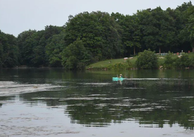 Kayaker on Lake Storey near Allison Campground in Galesburg Illinois